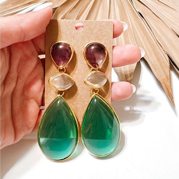 Crystal drop earrings N439 - Picture 2 of 5